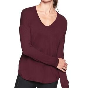 Athleta Cloudlight Relaxed Top M Maroon Purple High Low Comfort Soft Athleisure